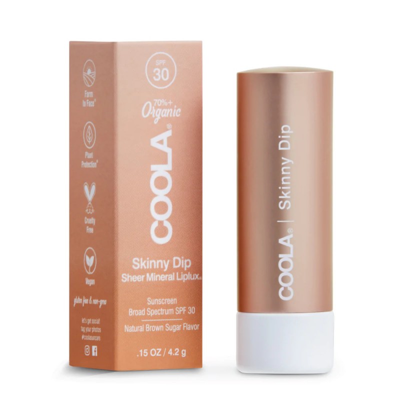 Coola Mineral Liplux Organic Tinted Lip Balm Sunscreen SPF 30, Skinny Dip